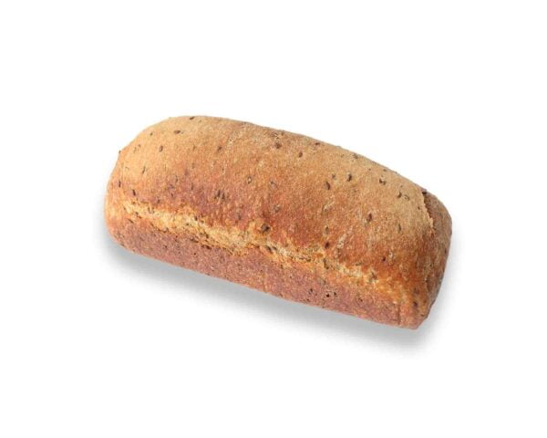 Pane ai semi di lino molto saporito e ricco di fibre e proteine, realizzato con frumento integrale di filiera e semi di lino scuri ricchi di omega tre, con lievito madre lavorato a mano, lunga lievitazione, pane rustico ha un buon contenuto di fibre, sapore rustico molto piacevole, si abbina bene con ogni piatto.