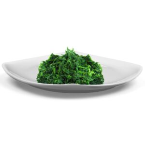 Contorno pronto spinaci al vapore bio serviti su piatto