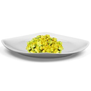 Secondo Pronto tempeh vegan ai porri bio servito su piatto